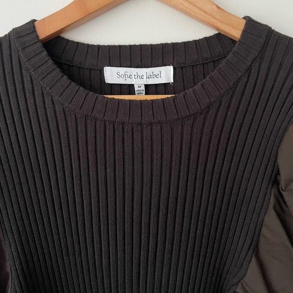 Sofie the Label Puff Sleeve Ribbed Top - Brown Size M NWT - Picture 2 of 7